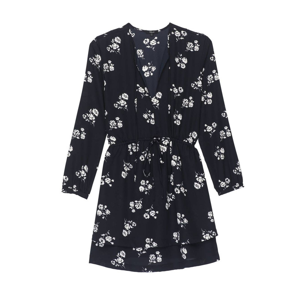 Rails Sonya Navy White Floral Mini Long Sleeve Dress Size Medium